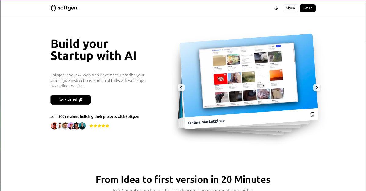 Softgen: Ubah Ide Jadi Aplikasi Web AI Tanpa Coding dalam 20 Menit