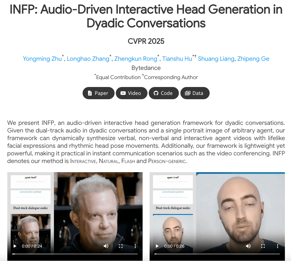 INFP: Video Kepala Interaktif yang Digerakkan oleh Audio untuk Percakapan